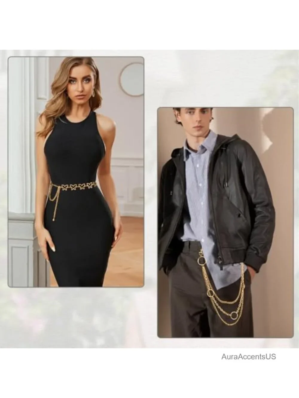 Set of 5 Punk Waist Chain Belt for Women Wallet Chain Y2K Goth Accessories